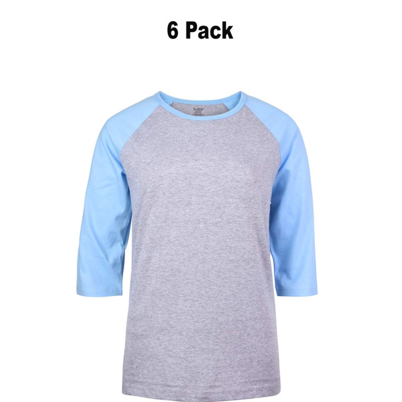 Cottonbell Ladies Baseball Three-Quarter Sleeve Vrewneck Tee Great For Layering Pack Of 6